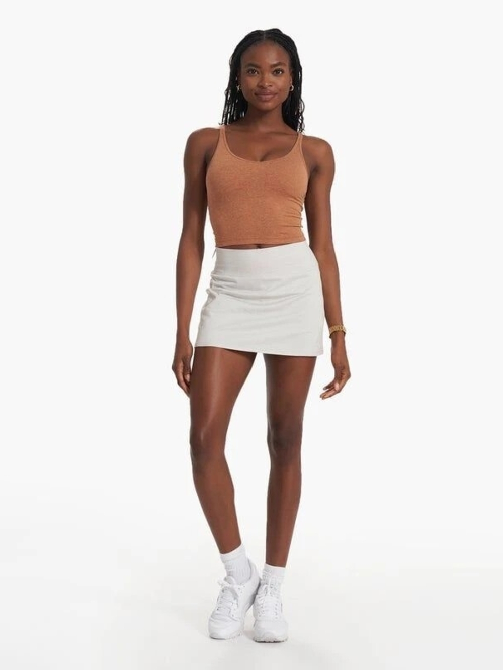 Vuori Halo Dreamknit Performance Skort - Lightweight Activewear, Salt Heather, M